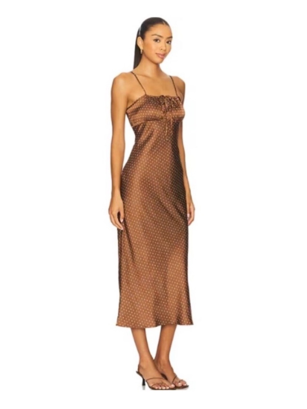 Ciao Lucia Leo Satin Midi Dress in Siena Polka Dot - Picture 2 of 9